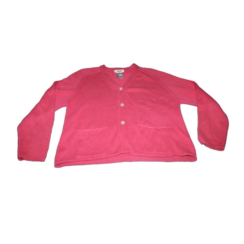 Womens Talbots Cardigan Size S Petit Pink Sweater with Pockets Buttons